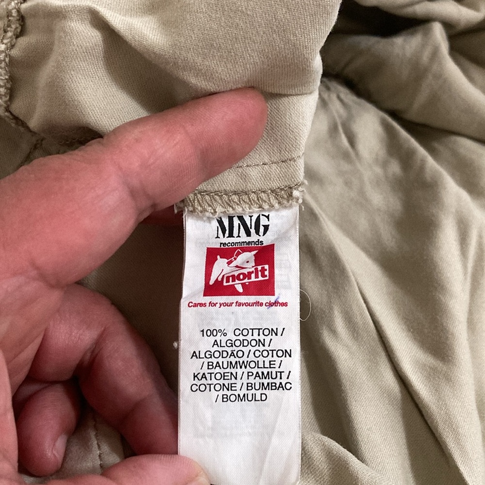 MNG  casual dress short sleeve cotton Beige pocket collared Size M - Picture 12 of 16